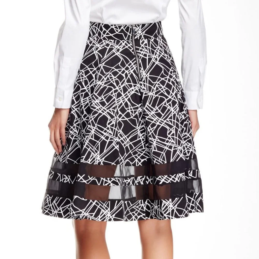 AMANDA & CHELSEA Scribble Print Flare Skirt - Picture 2 of 2